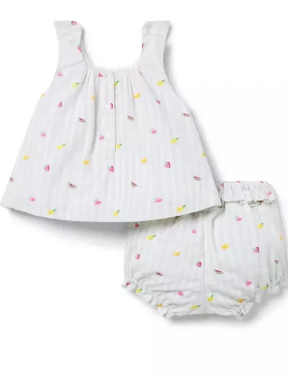 Janie and jack Baby Girls White Fruit-Print Tank & Bloomers Set